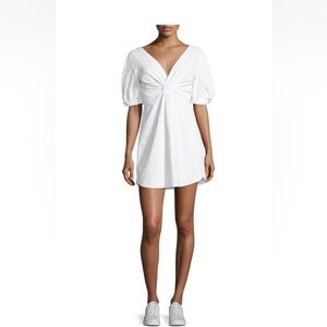 A.L.C. Mirren White Mini Dress with Puff Sleeves